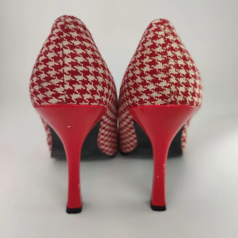 Vintage Y2K Red peep toe pumps sz 7
